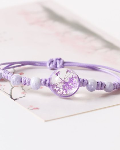 Flower In Glass Rope Handmade Bracelets